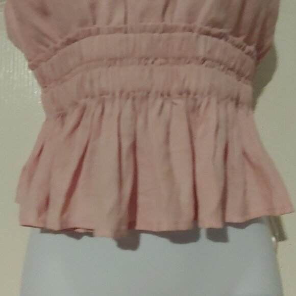 Her Entire Name is Grace Dusty Pink Smocked Y2kHigh Waist baby Doll Top S - Picture 5 of 7
